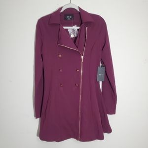 NEW Active USA Long Light Jacket Size M Purple Dark Magenta Rose Gold Accents